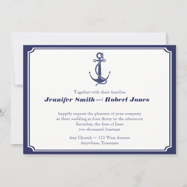 Ancre nautique sur la Faire-part de mariage de la  (Devant)
