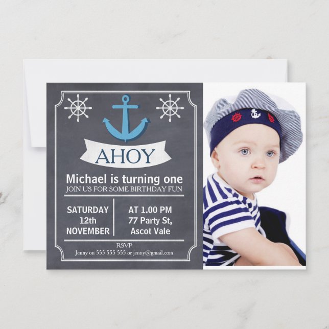 Ancre nautique Tableau de bord Invitation d'annive (Devant)
