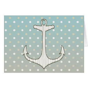 Ancre nautique vintage Bleu Tan Blanc Pois