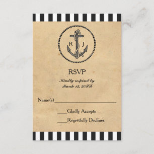 Ancre nautique vintage - Carte de réponse RSVP