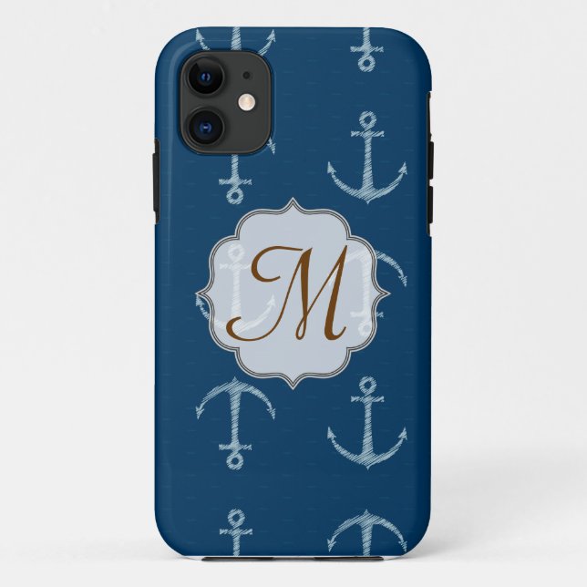 Ancre nautique voile Monogramme IPHONE 5 Coque (Dos)