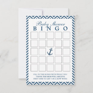 Ancre nautique Zigzag Baby shower Cartes de Bingo