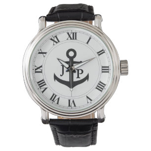 Ancre Navires Montre Vintage bracelet en cuir pour
