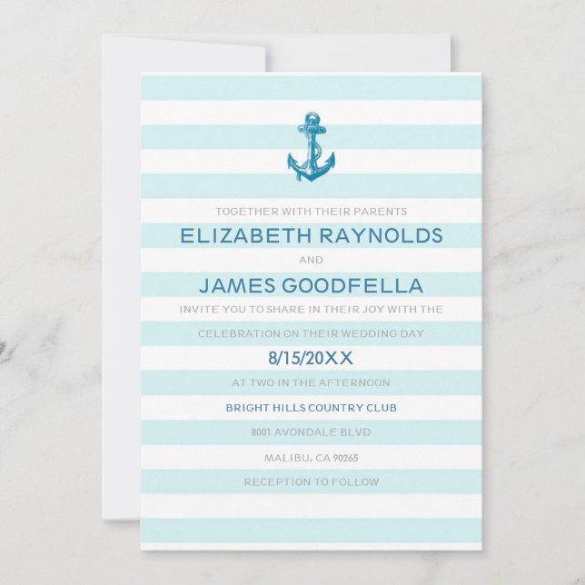 Ancre officielle Invitations de mariage nautique (Devant)