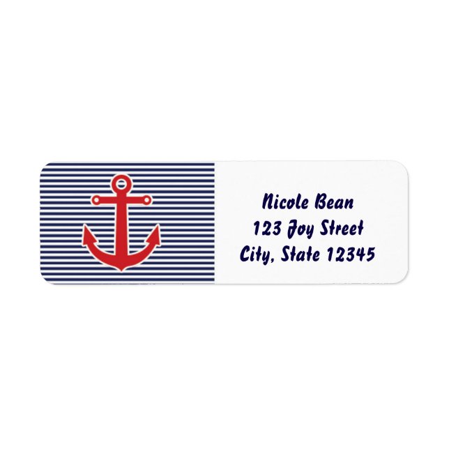 Ancre rouge Étiquettes de adresse bleu et blanc (Devant)