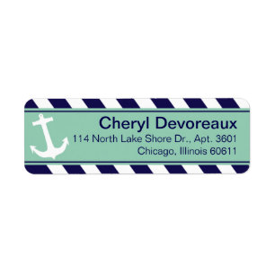 Ancre sur les rayures marine aqua