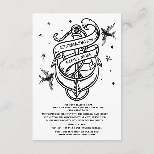 Ancre Tatouage Hébergement Cartes de mariage (Devant)