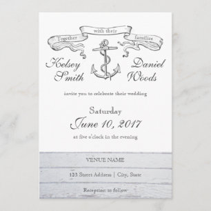 Ancre Vintage Nautique  Faire-part de mariage
