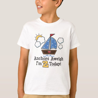 Ancres Aweigh Sailboat 2e Anniversaire T-shirt
