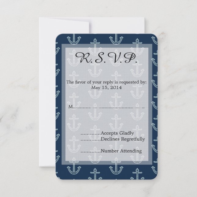 Ancres bleu marine mariage RSVP (Devant)
