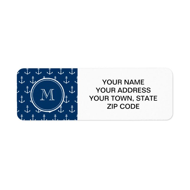 Ancres bleu marine Motif, votre monogramme (Devant)