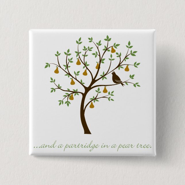 And a partridge in a pear tree 2 inch square button (Front)