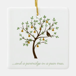 And a partridge in a pear tree ceramic ornament