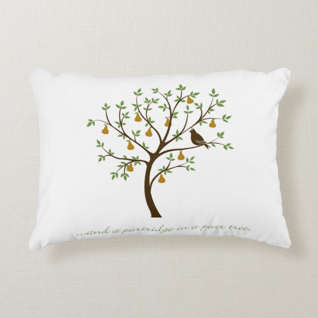 And a partridge in a pear tree decorative pillow (Front)