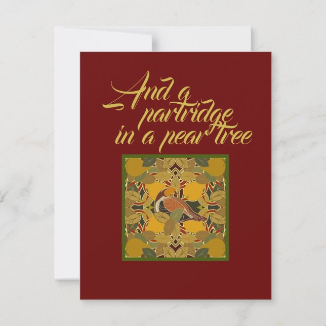 And a Partridge in a Pear Tree Flat Christmas Card (Front)