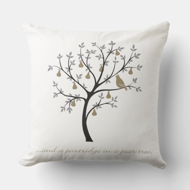 And a partridge in a pear tree throw pillow (Front)