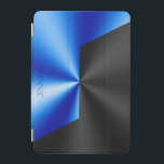 and blue metallic look background iPad mini cover<br><div class="desc">Blue and black geometric background,  metallic look with a customizable background.</div>