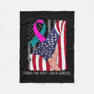 And Breast Cancer Awareness American Flag Ribbon  Fleece Blanket