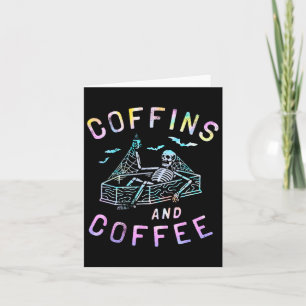 And Coffee Funny Skeleton Tie Dye Retro Halloween Card