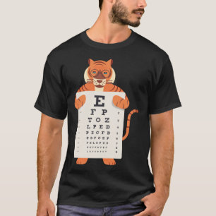 and Cute Tiger with Glasses holding an Eye Chart   T-Shirt