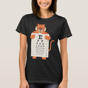 and Cute Tiger with Glasses holding an Eye Chart   T-Shirt