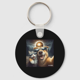 And Dog Selfie With Solar 2024 Eclipse Wearing Gle Keychain