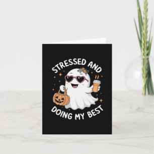 And Doing My Best Funny Ghost Halloween Coffee Card
