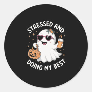 And Doing My Best Funny Ghost Halloween Coffee  Classic Round Sticker