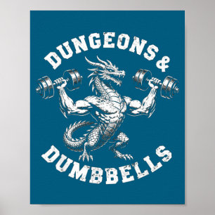 And Dungeons Dumbbells Gym Workout Fantasy Poster