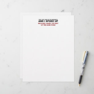 AND I SPOKE UP LETTERHEAD