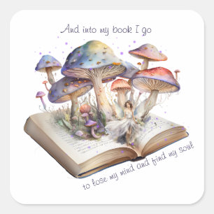 And Into My Book I Go To Lose My Mind And Find.... Square Sticker