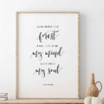 And Into The Forest I Go, John Muir Quote Poster<br><div class="desc">And Into The Forest I Go To Lose My Mind And Find My Soul,  John Muir Quote.
Outdoor quote wall art.</div>