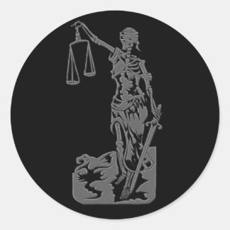 ...and justice for all classic round sticker