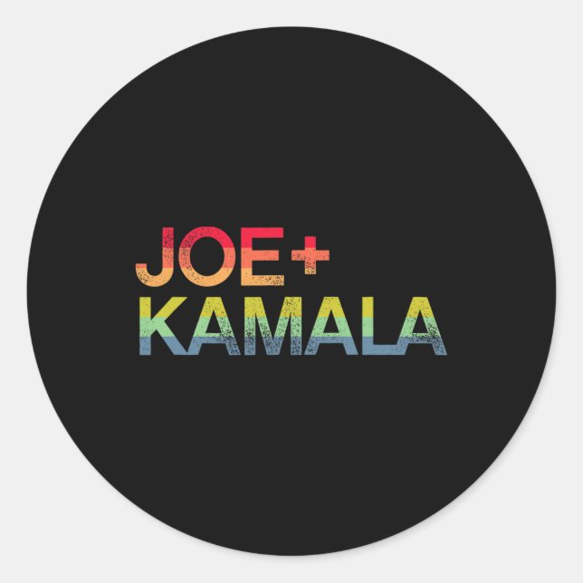And Kamala Bold Retro Rainbow Pride Biden Harris  Classic Round Sticker (Front)