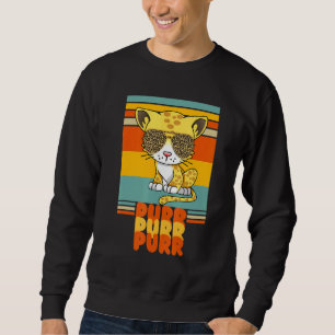 And Leopard Cat With Sunglasses Purring Retro Sweatshirt