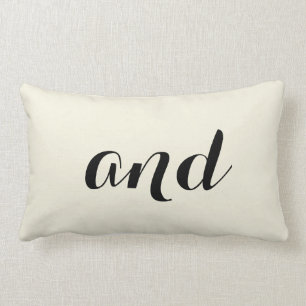 "And" Pillow with striped back - off white