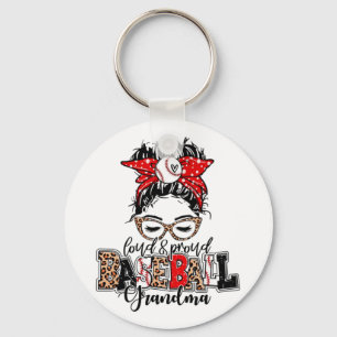 And Proud Baseball Grandma Messy Bun Leopard Keychain