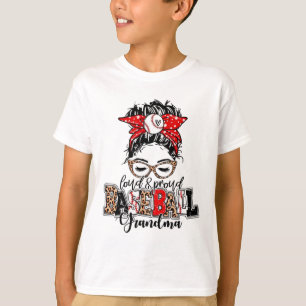 And Proud Baseball Grandma Messy Bun Leopard T-Shirt