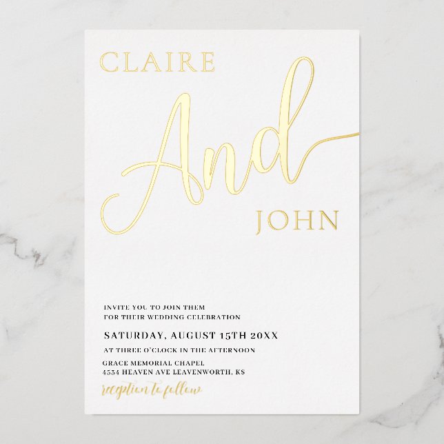 And Script Wedding Invitation (Front)