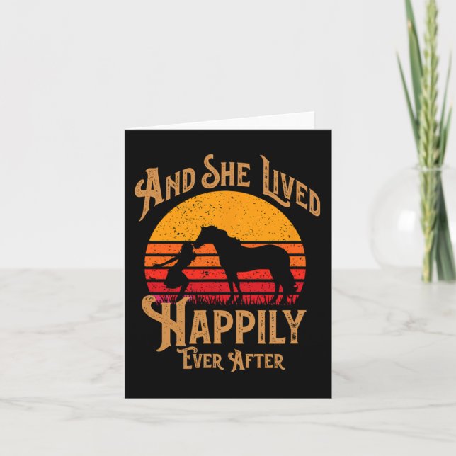 And She Lived Happily Ever After-retro Horse Lover Card (Front)