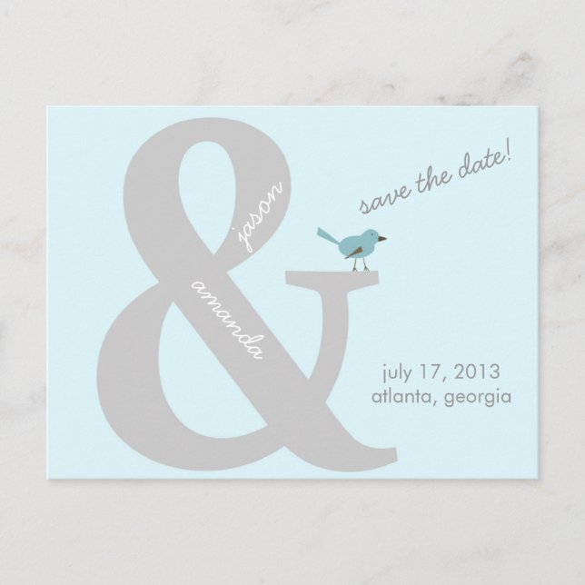 "And" Sign Save the Date Postcard (Front)