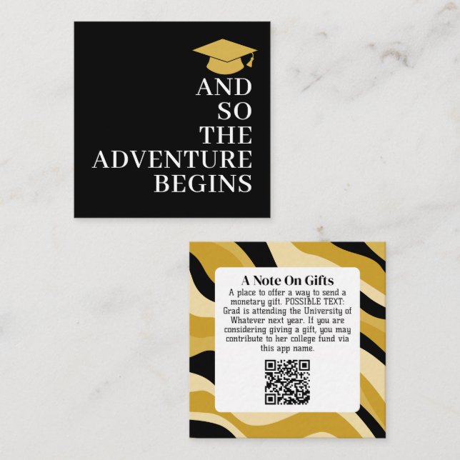 And So Adventure Awaits Modern - Grad Gift QR Code Enclosure Card (Front/Back)