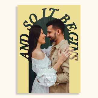 And So It Begins Arch Photo Citrus Wedding Save The Date