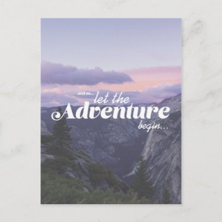 and so... let the adventure begin postcard