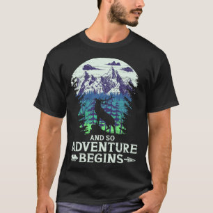 And So The Adventure Begins Camping Deer Vintage   T-Shirt