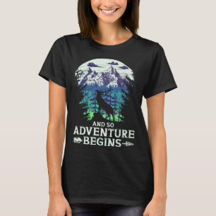 And So The Adventure Begins Camping Deer Vintage   T-Shirt