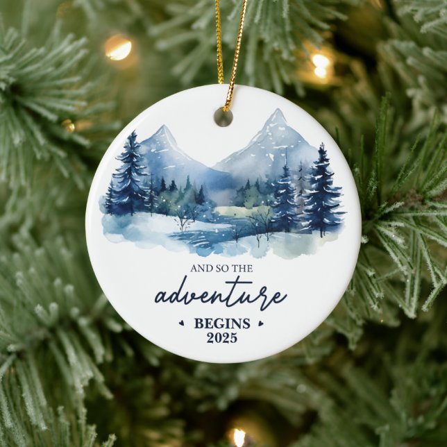 And So the Adventure Begins - Custom Year Ceramic Ornament (Tree)