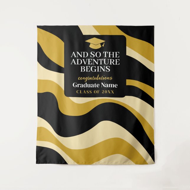 And So The Adventure Begins - Graduation Backdrop Tapestry (Front)