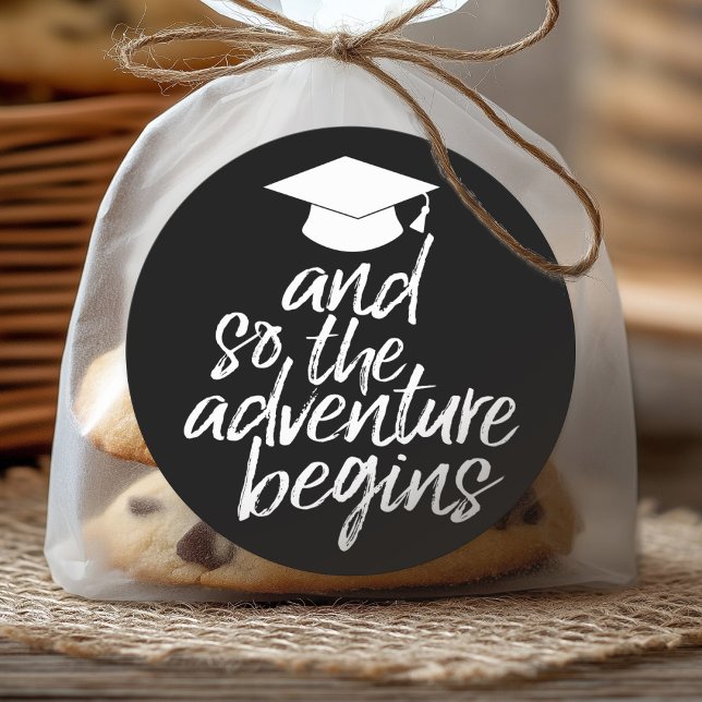 And So The Adventure Begins - Graduation Classic Round Sticker (Graduation Party Sticker)