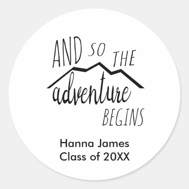 And So the Adventure Begins Graduation Classic Round Sticker (Front)